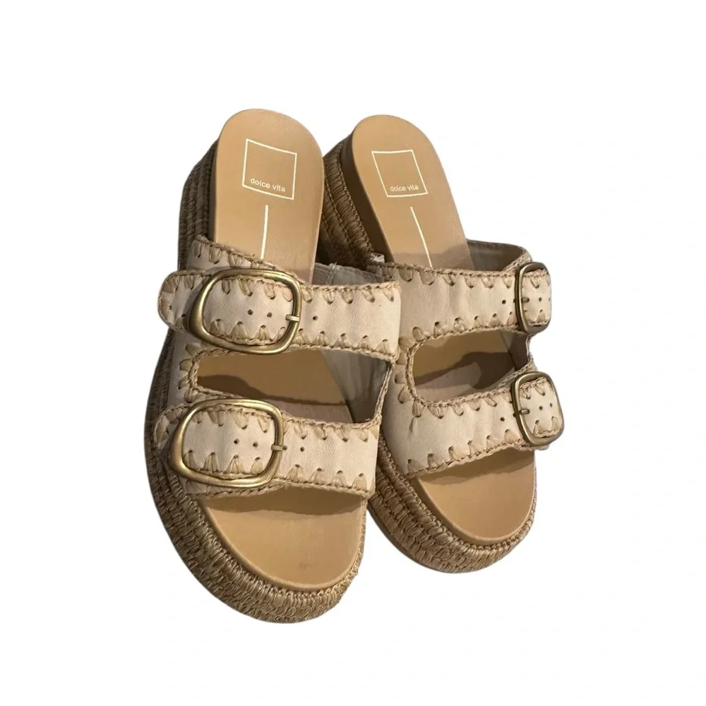 Dolce Vita Wanika Sandals Sand Nubuck Double Buckle Size 7.5